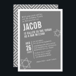 Convite Bar NEGRITO MITZVAH cinza de ângulo moderno simple<br><div class="desc">por kat massard > WWW.SIMPLYSWEETPAPERIE.com Ame o design,  mas gostaria de ver algumas mudanças - outro esquema de cores,  produto,  adicionar uma foto ou adaptado para uma ocasião diferente - não me preocupes simplesmente me contatar - estou feliz em ajudar! - - - -</div>