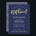 Convite BAR PERSONALIZADO Mitzvah, marinho moderno NATHANI<br><div class="desc">*** NOTA - O EFEITO DA FOLHA DE OURO É UMA IMPRESSÃO *** - - - - - - - - - - - - - - - - - - - - - - - - - - - - - - - - - - - - - -...</div>