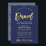 Convite BAR PERSONALIZADO Mitzvah marinho moderno   nome D<br><div class="desc">*** NOTA - O EFEITO DA FOLHA DE OURO É UMA IMPRESSÃO *** - - - - - - - - - - - - - - - - - - - - - - - - - - - - - - - - - - - - - -...</div>