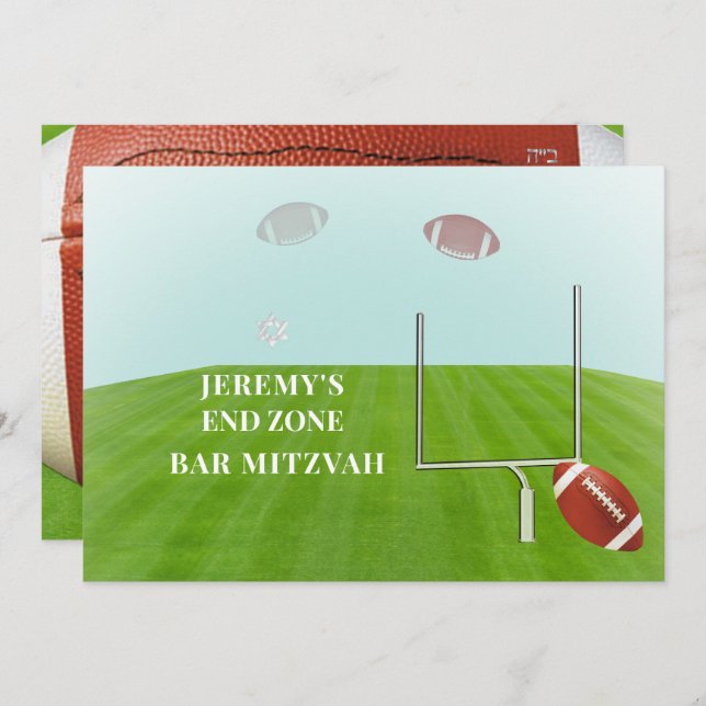 Convite ✡ BAR PixDezines FOOTBALL END ZONE MITZVAH (Frente/Verso)
