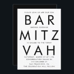 Convite Bar preto branco Ultra moderno Mitzvah<br><div class="desc">Convite Mitzvah,  Bar Ultra Moderno Branco Negro</div>