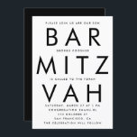 Convite Bar preto branco Ultra moderno Mitzvah<br><div class="desc">Convite Mitzvah,  Bar Ultra Moderno Branco Negro</div>