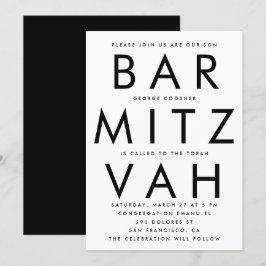 Convite Bar preto branco Ultra moderno Mitzvah