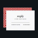 Convite Bar preto e vermelho moderno Mitzvah Resposta de C<br><div class="desc">Esta placa de inserção de tendência apresenta letras em negrito na parte frontal e um padrão moderno no verso. Adicione seu texto usando o formulário modelo. Altere a fonte,  o layout e as cores usando o recurso Personalizar.</div>