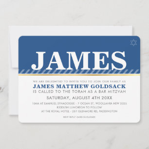 Convite BAR SIMPLES MITZVAH moderno, estrela judaica real 