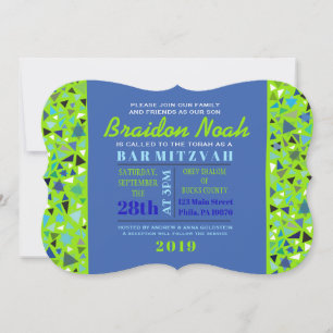 Convite BAR STAR WALL Bat Mitzvah - Verde limão de Convit
