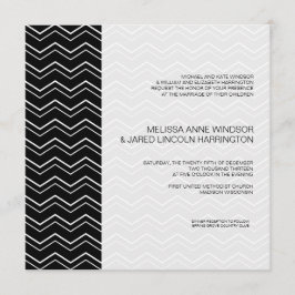 Convite Barato preto e branco Chevron preto e branco
