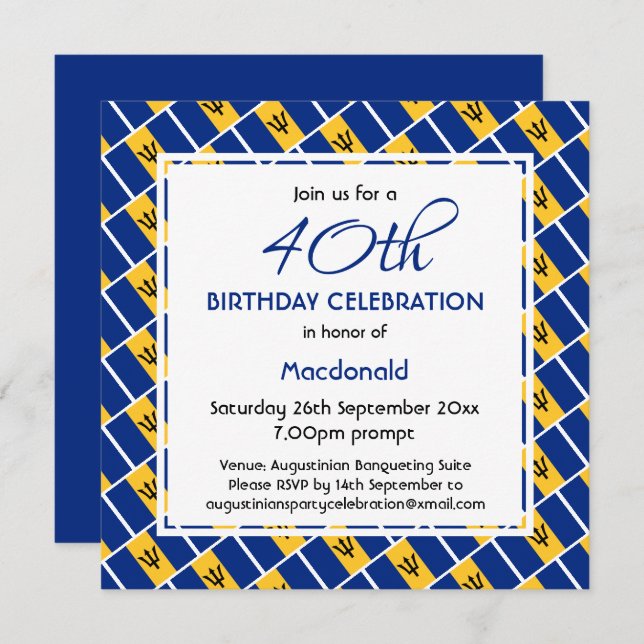 Convite BARBADOS FLAG Custom Birthday Celebration (Frente/Verso)
