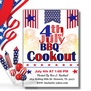 Convite Barbecue De Cookout, Bandeira Americana, 4 De Julh
