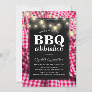Convite Barbecue de Quintal   CHURRASCO Rustic Red Checked