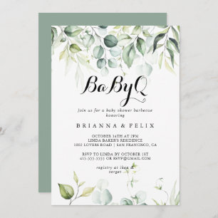 Convite Barbecue do Chá de fraldas Eucalyptus BabyQ