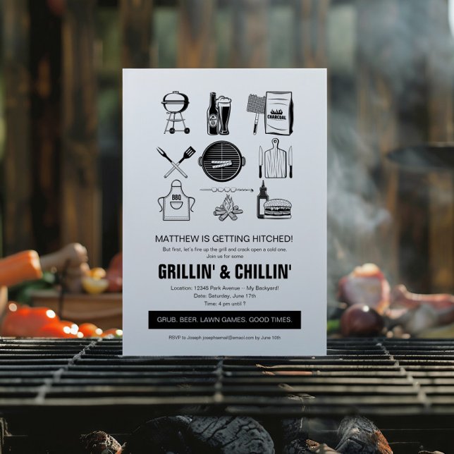 Convite Barbecue Grillin' & Chillin Bachelor Party (Criador carregado)