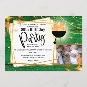 Convite Barbecue lança carateres luz foto aniversário AG