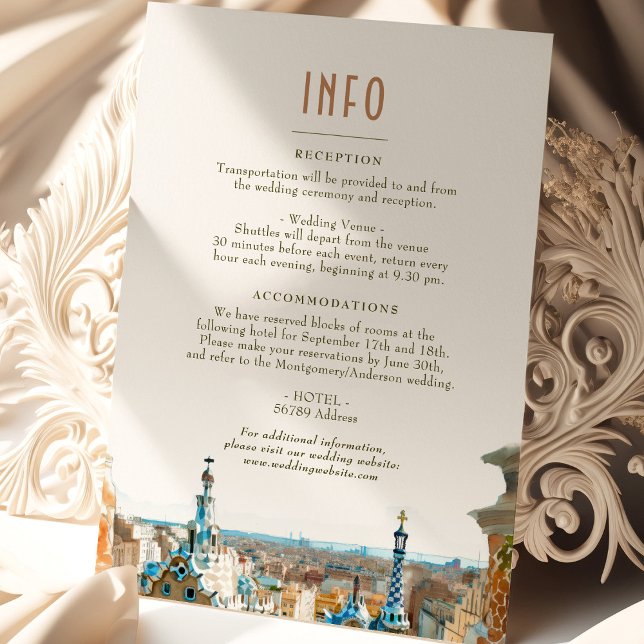 Convite Barcelona Insert INFO Details Spain Wedding (Criador carregado)