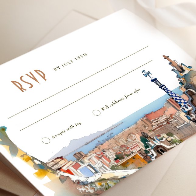 Convite Barcelona RSVP Responde Casamento Inserindo Destin (Criador carregado)