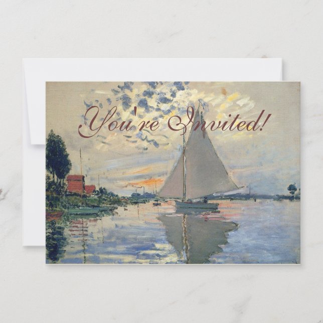 Convite Barco à Vela de Monet Impressionismo Francês Arte  (Frente)