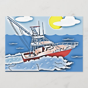 Convite Barco de pesca nos mares altos