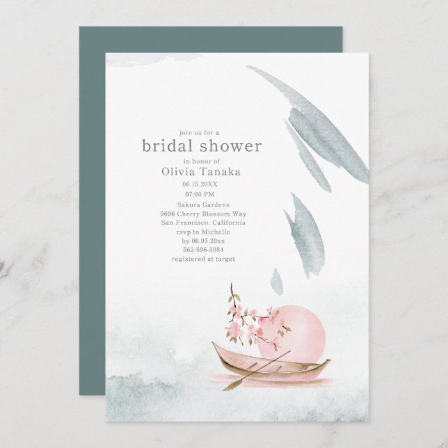 Convite Barco Japonês Gracioso no Chá de panela da Lua (Frente/Verso)