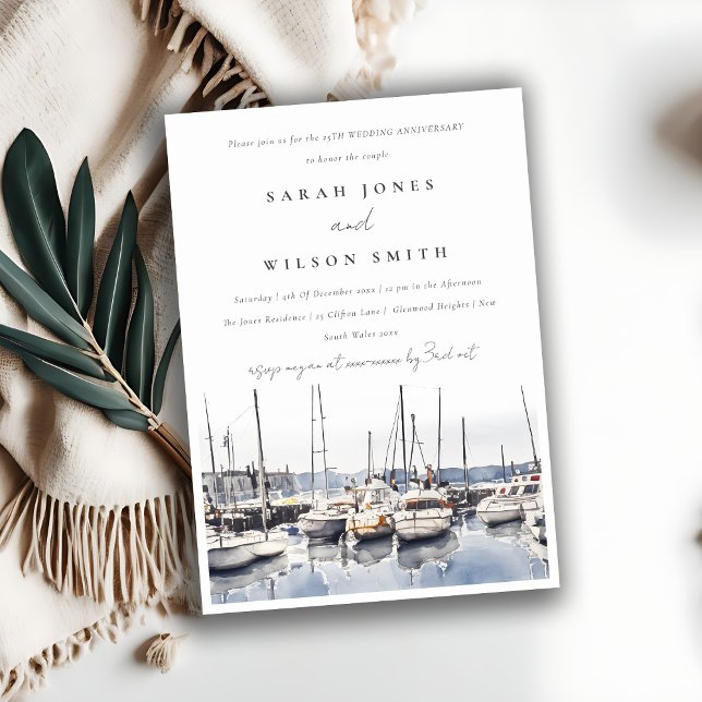 Convite Barcos Costeiros Mudados no Aniversário de Capa de (Criador carregado)