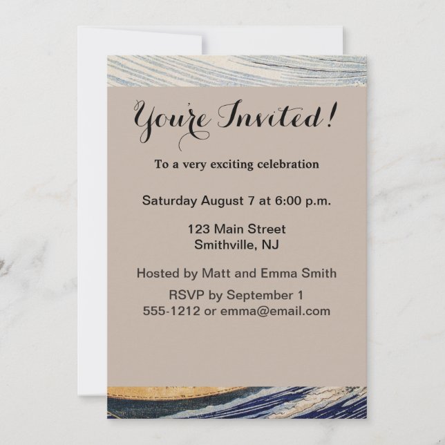 Convite Barcos do Mar de Ondas do Oceano Hokusai (Frente)