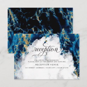 Convite BarefootBride™ com Geodo de Aquarela Azul