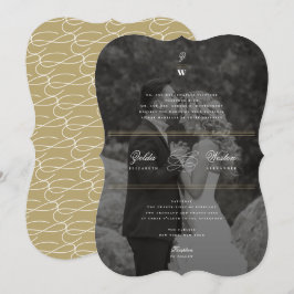 Convite Bares Clássicos Casamento de Fotos Moderno Monogra