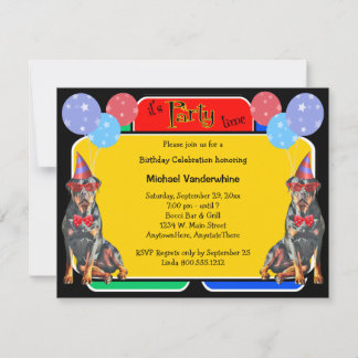 Convite Barker de Aniversário Rottweiler