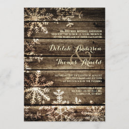 Convite Barn Wood Snowflakes Casamento no inverno Russo