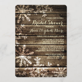 Convite Barn Wood Snowflakes Chá de panela Russo de invern