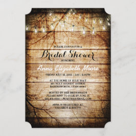 Convite Barn Wood String Luzes Chá de panela Russo
