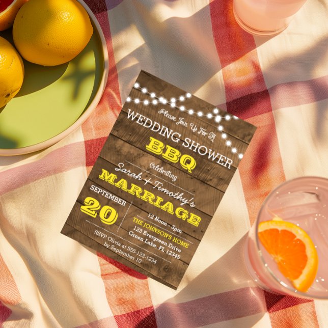 Convite Barnwood Ilumina Dourada Festa de casamento Convit (Criador carregado)