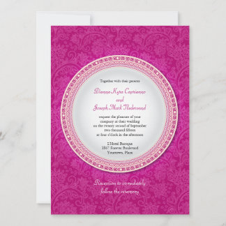 Convite Baroque Fuchsia Plaque Wedding Invitation