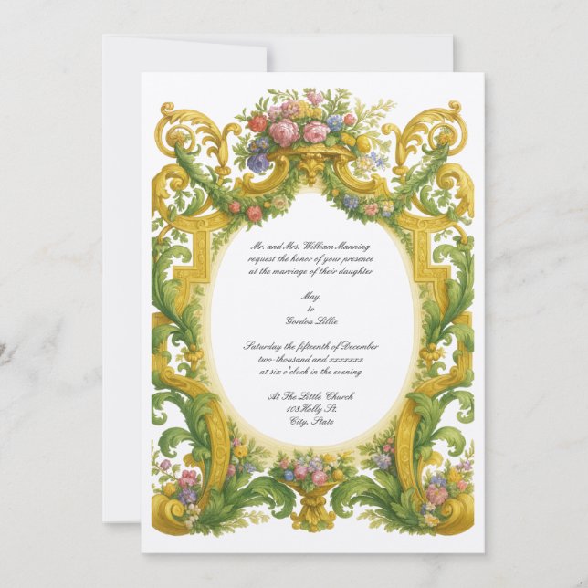 Convite Baroque Rococo Wedding (Frente)