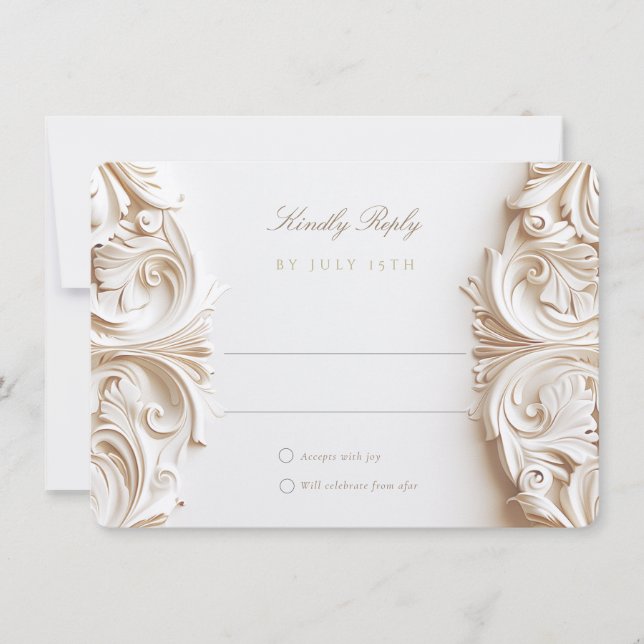 Convite Baroque RSVP Card for Wedding (Frente)