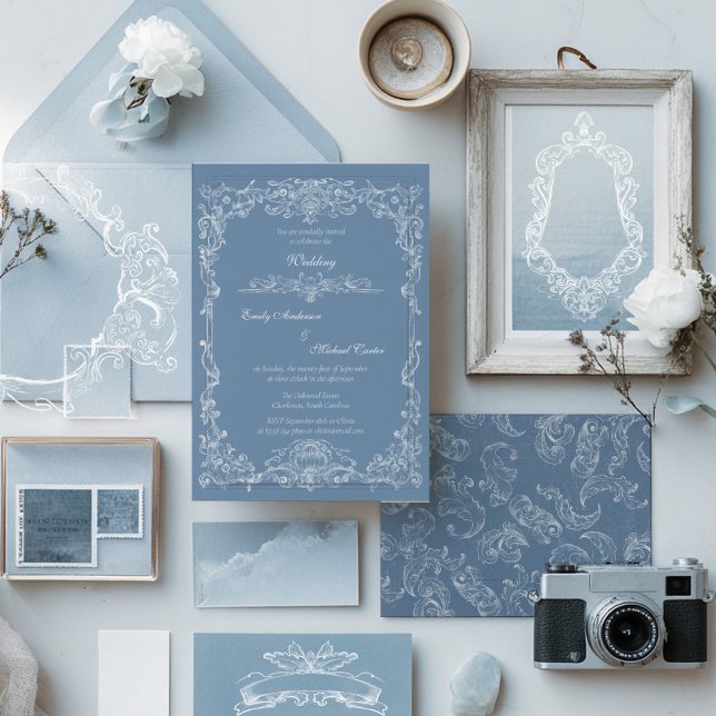 Convite Baroque Vintage Damask Wedding (Criador carregado)