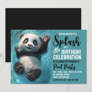 Convite Barramento de Panda, Aniversário da Festa Piscina