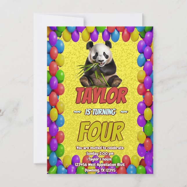 Convite Barramento de Panda de Fofinho Bonito, Considerado (Frente)