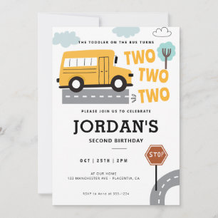 Convite Barramento Escolar Rodas de Segundo aniversário no