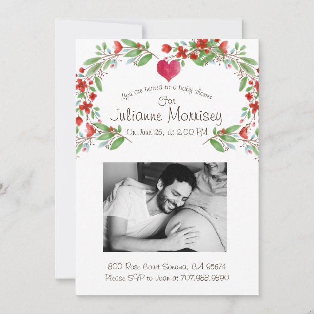 Convite Barriga de Bebê Foto Personalizada de Gestante Chu (Frente)