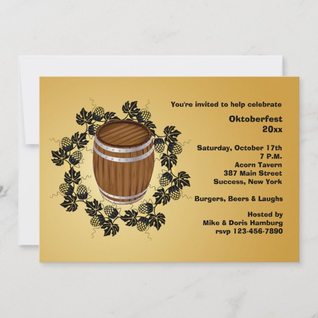 Convite barril de cerveja Oktoberfest (Frente)