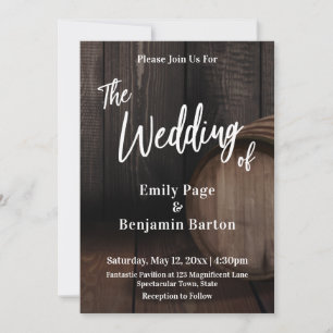 Convite Barril de Vinho de Madeira Escrita à Mão Casual O 