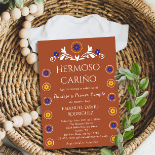 Convite Barro Floral Cielito Lindo Bautizo y Primer Cumple