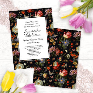 Convite Barroco Botânico Escuro Floral