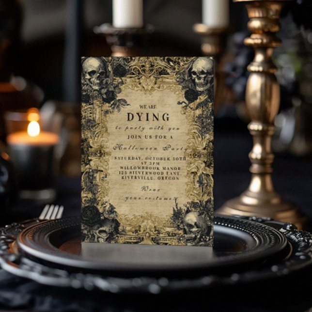 Convite Barroco Caveira Gótica Soirée (Criador carregado)