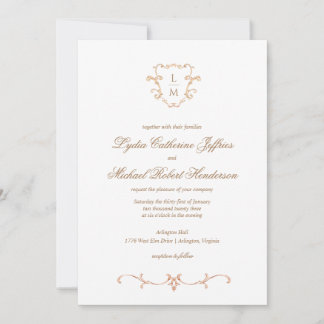 Convite Barroco Crest | Casamento Monograma