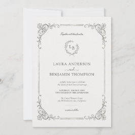 Convite Barroco Frame Laurel Wreath Elegante Casamento