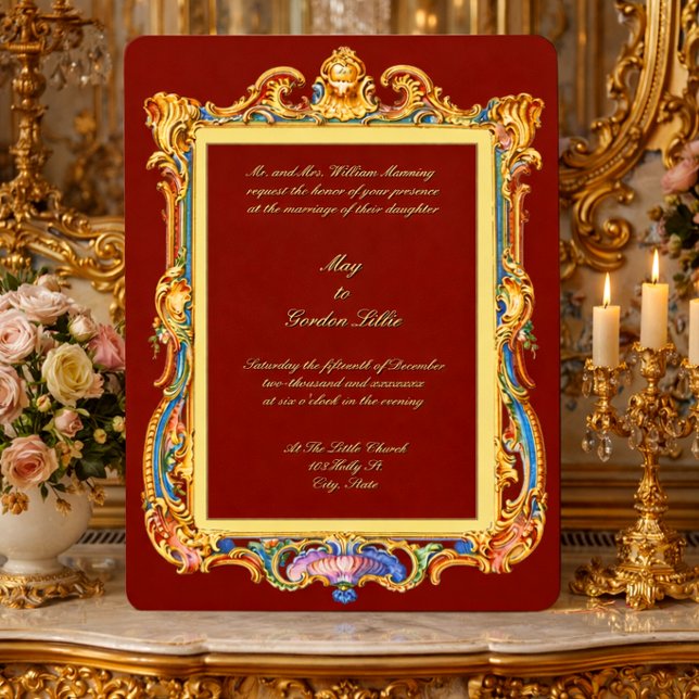 Convite Barroco Rococó Rocaille Moldura Luís XV Casamento (Criador carregado)