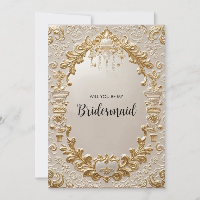 Convite Barroco Royale Invitation Suite: Grandeur Dourado (Frente)