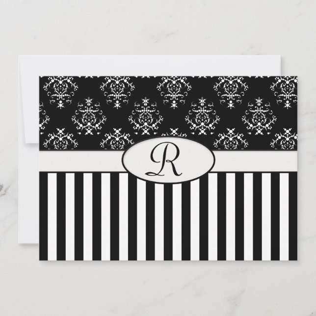 Convite Barroco Strike Preto e Branco (Frente)