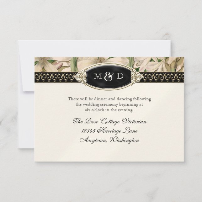 Convite Barroco Vintage Lily Formal Elegante RSVP (Frente)